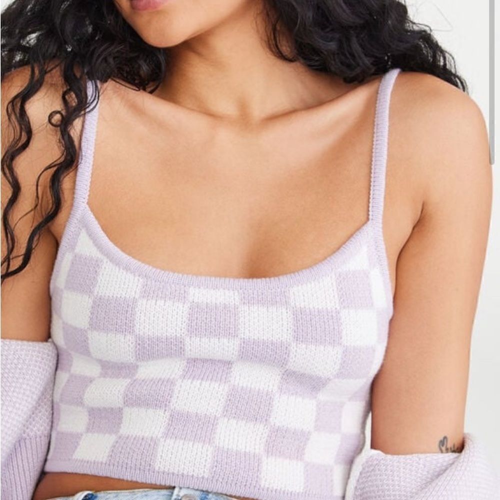 Aeropostale Lavender Checkered Cropped Sweater Cami Size XL